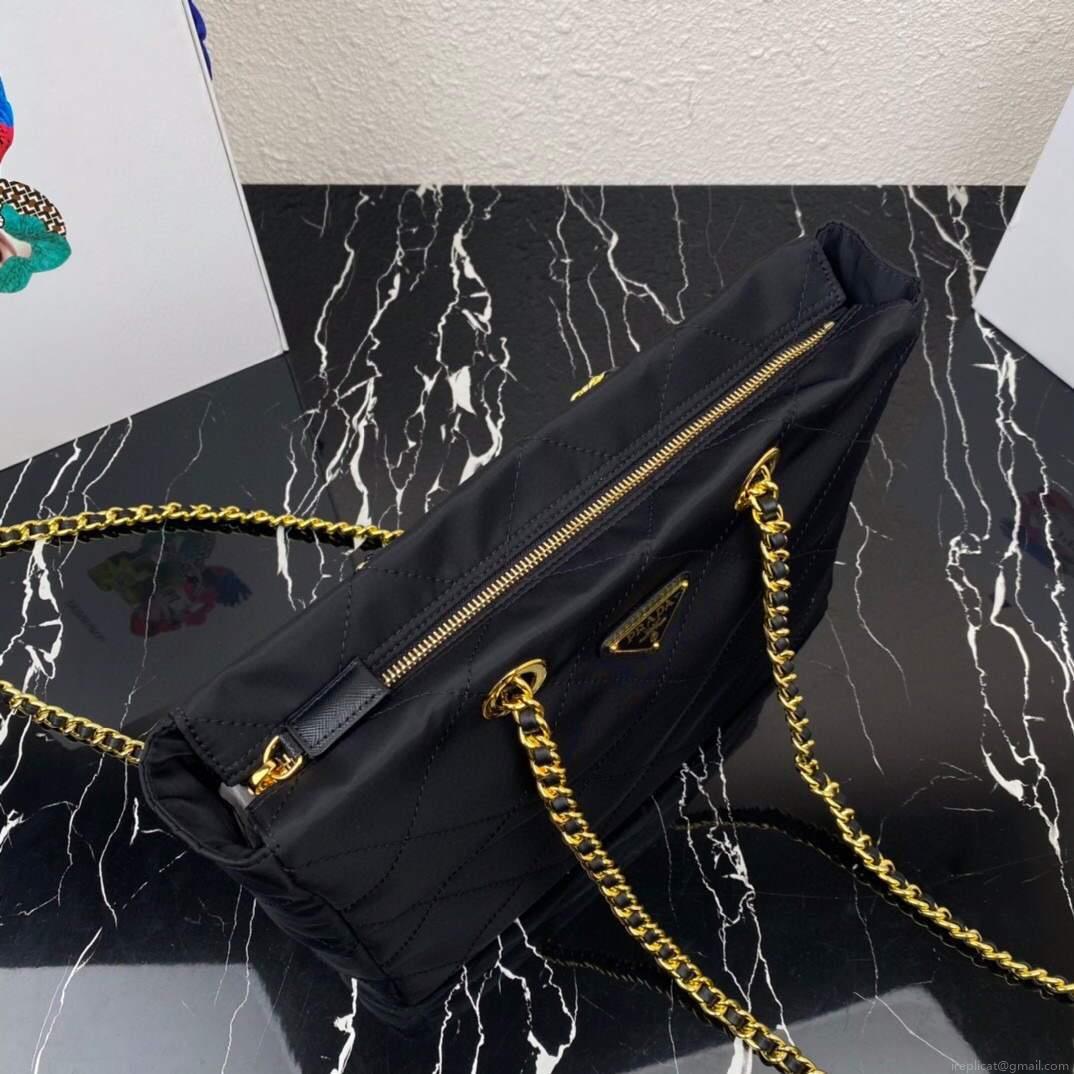 Prada Nylon Vintage Chain Stray Bag 1BD621 Black