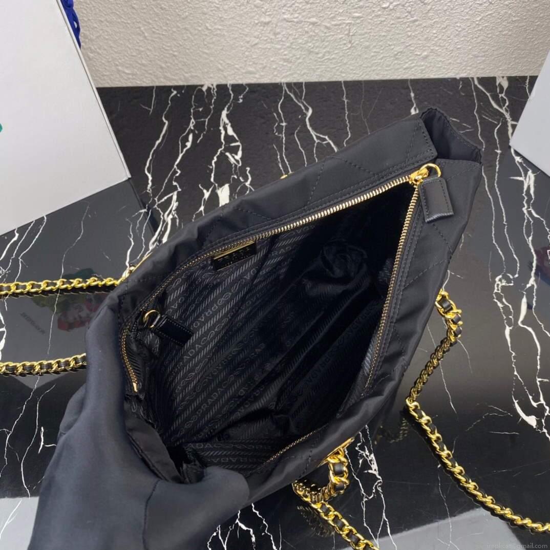 Prada Nylon Vintage Chain Stray Bag 1BD621 Black