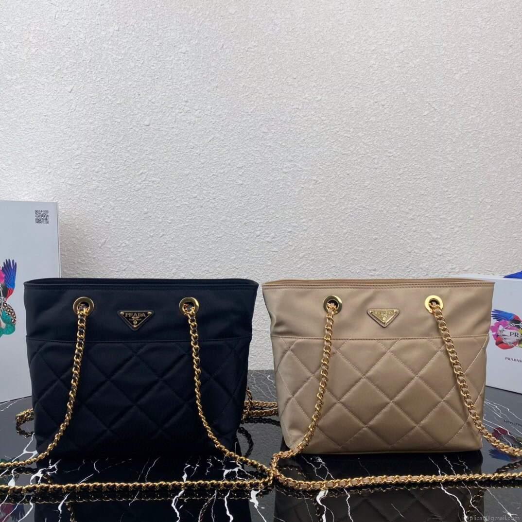 Prada Nylon Vintage Chain Stray Bag 1BD625 Apricot