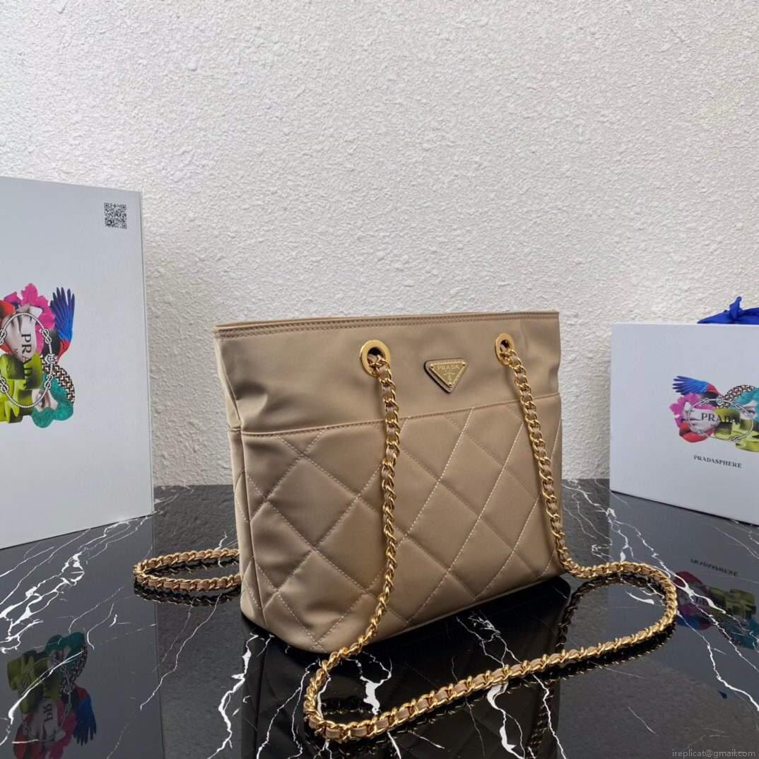 Prada Nylon Vintage Chain Stray Bag 1BD625 Apricot