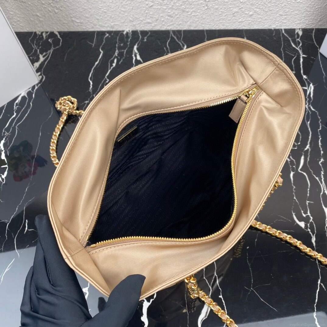 Prada Nylon Vintage Chain Stray Bag 1BD625 Apricot