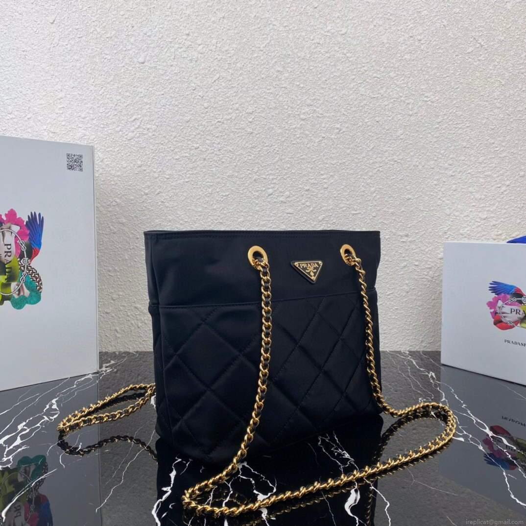 Prada Nylon Vintage Chain Stray Bag 1BD625 Black