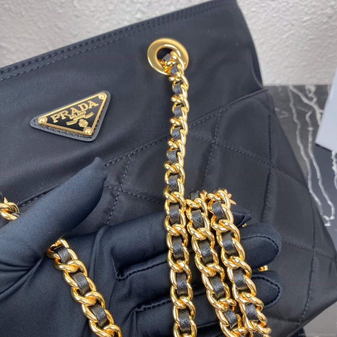 Prada Nylon Vintage Chain Stray Bag 1BD625 Black