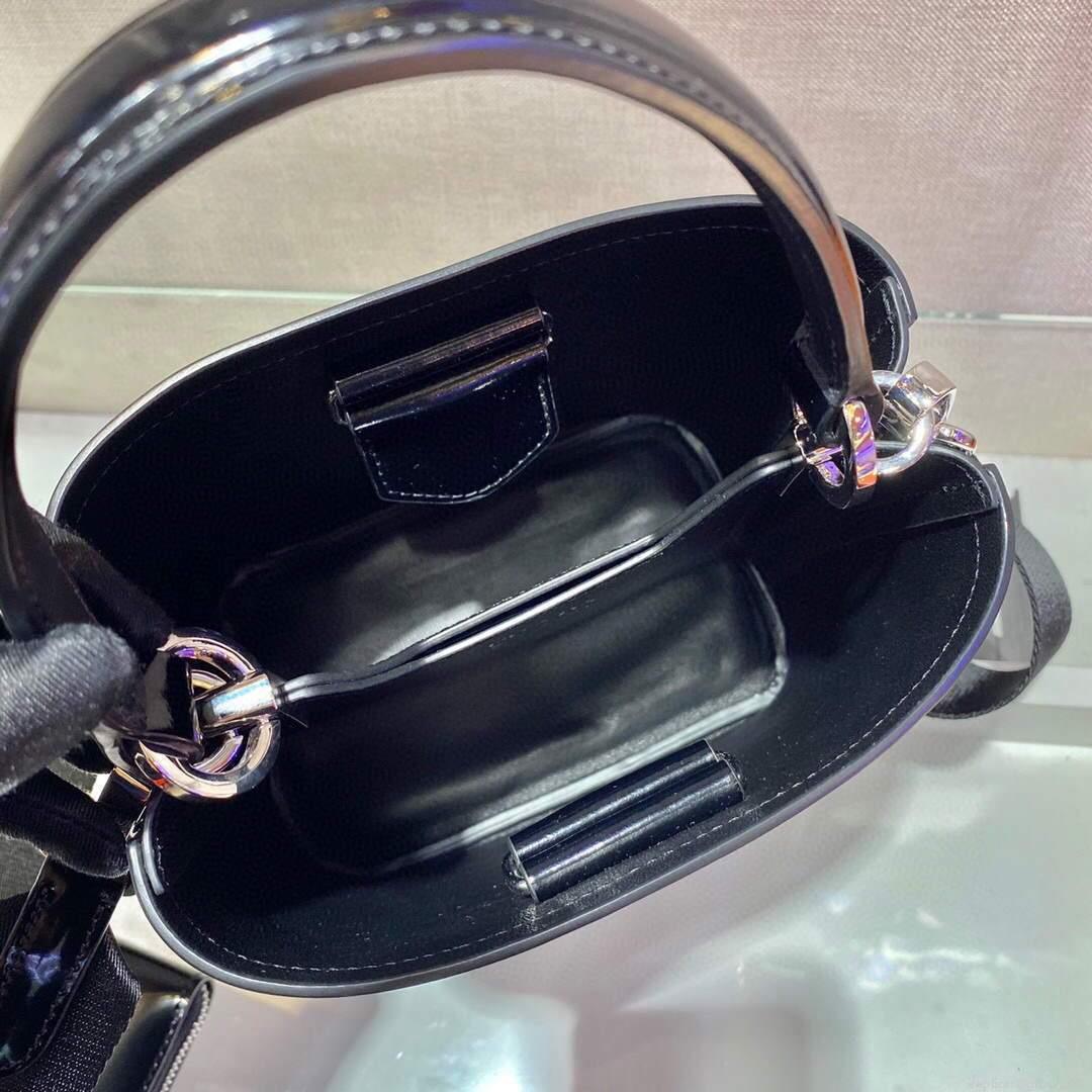 Prada Panier ostrich leather 1BA319 Bag Black