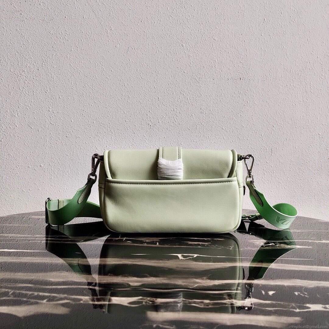 Prada Pocket Nylon and Brushed Leather Bag 1BD295 Green