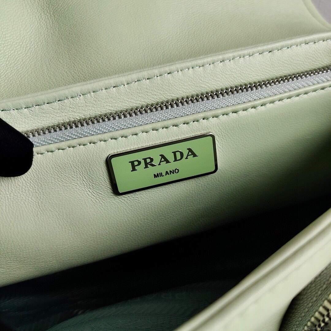 Prada Pocket Nylon and Brushed Leather Bag 1BD295 Green