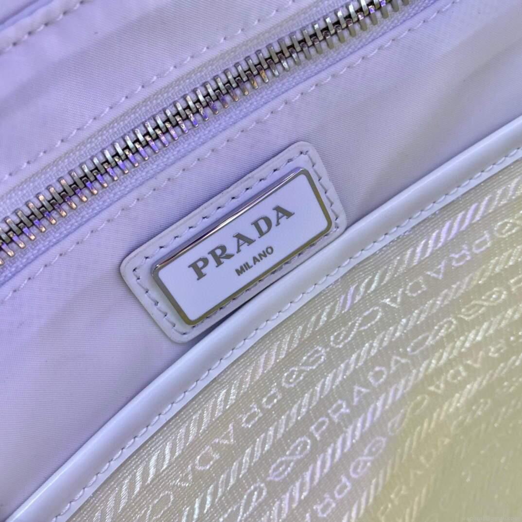 Prada Signaux Nylon and Leather Hobo Bag 1BC160 White