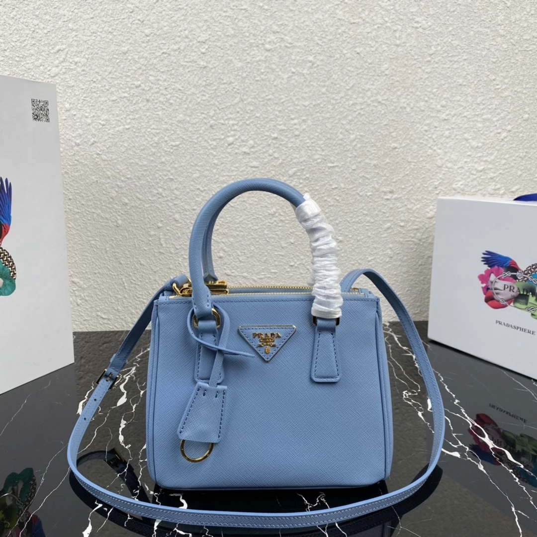 Prada 1BA906 Prada Galleria Saffiano leather mini-bag Light Blue