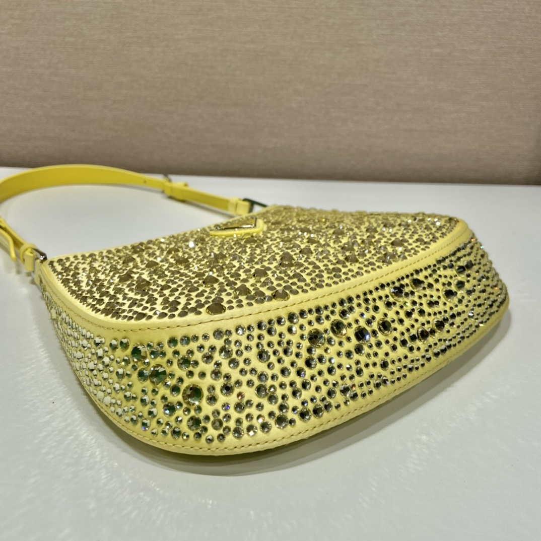 Prada 1BC169 Prada Cleo satin bag with appliqués Yellow