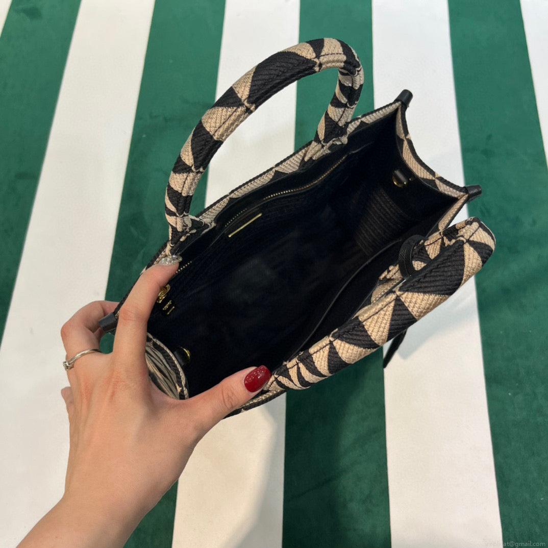Prada 1BA354 Small Prada Symbole jacquard fabric handbag Apricot Black