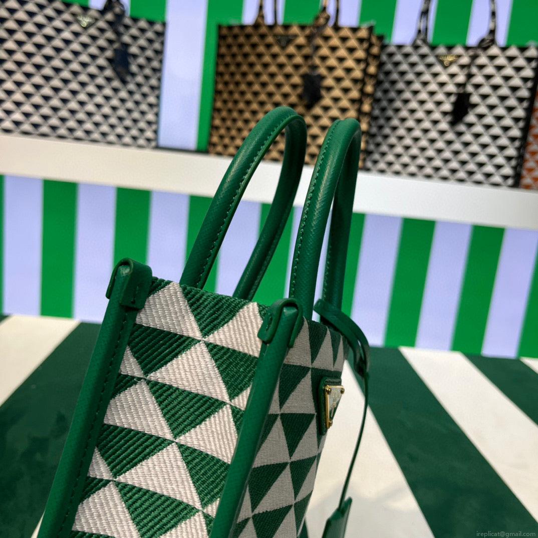 Prada 1BA355 Symbole Jacquard Fabric Micro Bag Green White