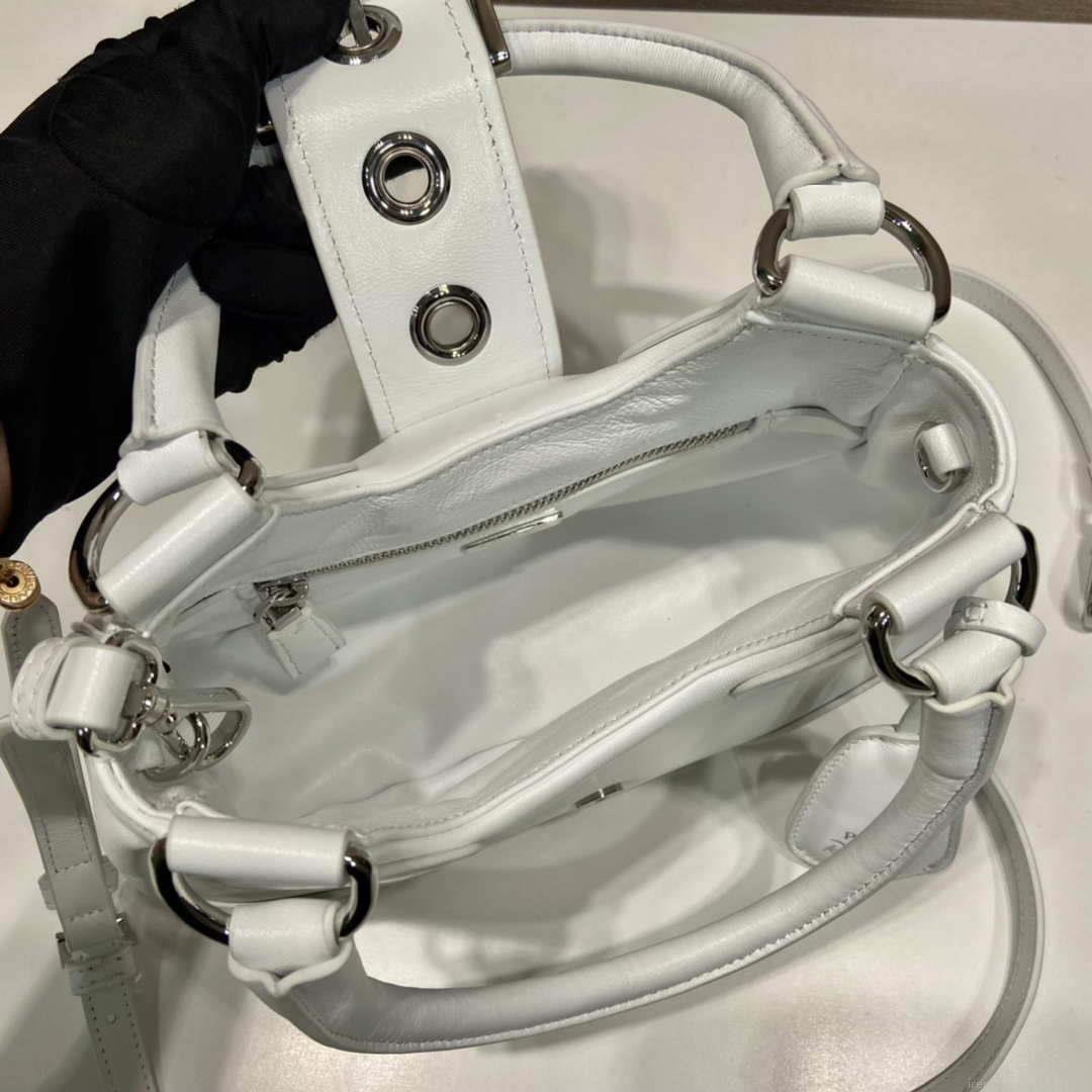 Prada 1BA368 Moon padded nappa-leather bag White