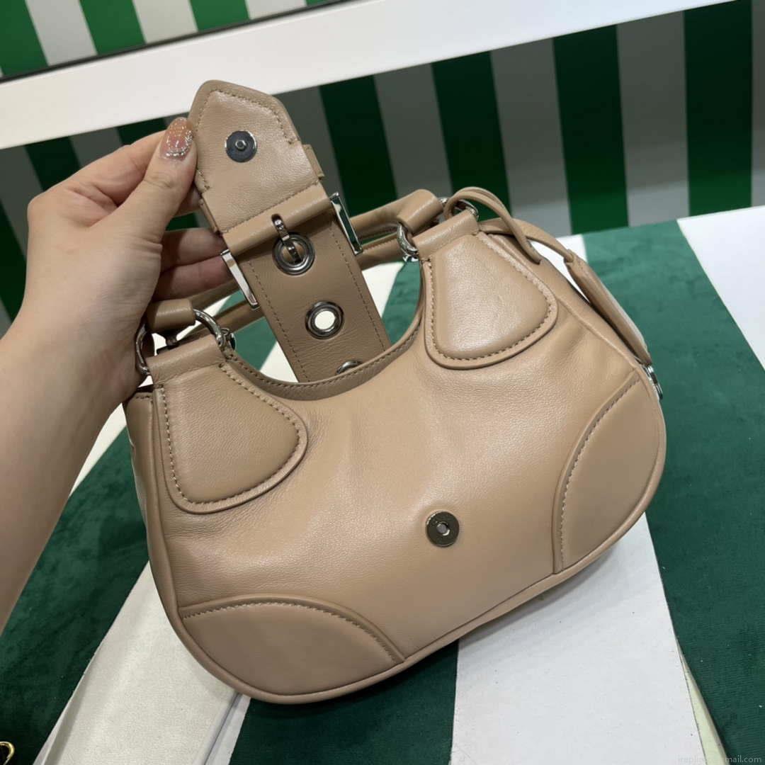 Prada 1BA368 Moon padded nappa-leather bag Apricot