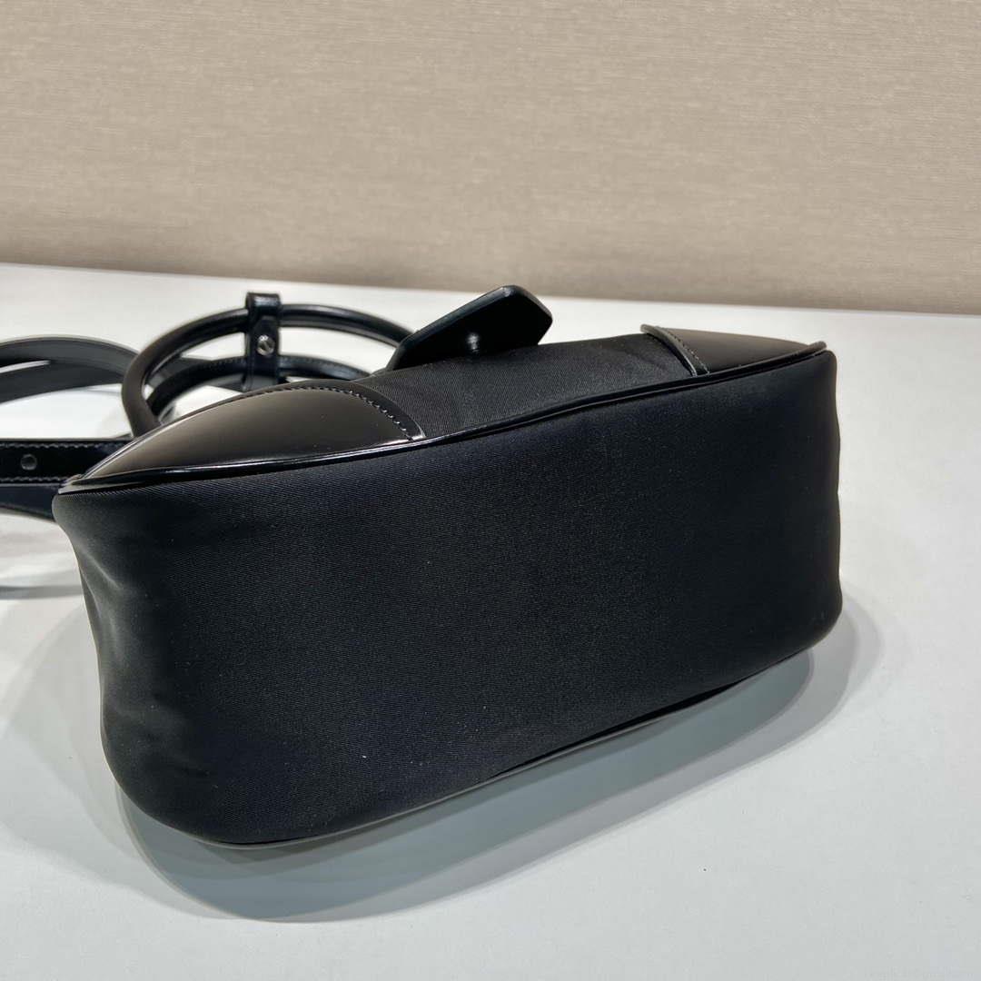 Prada 1BA368 Prada Moon Re-Nylon and leather bag Black
