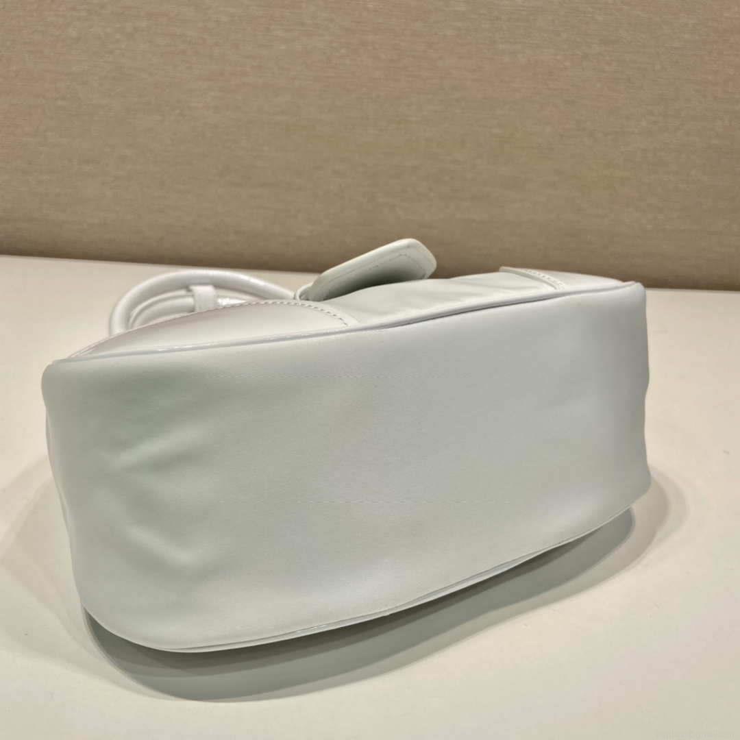 Prada 1BA368 Moon padded patent leather bag White