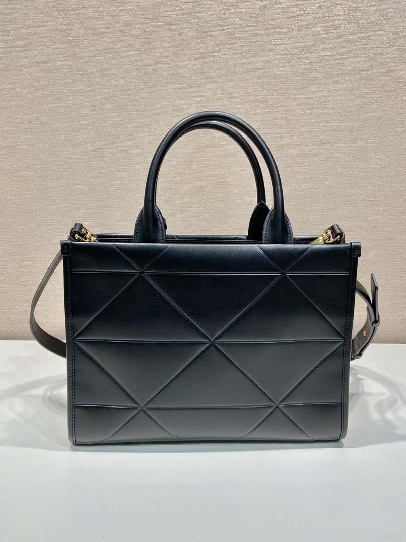 Prada 1BA379 Small leather Prada Symbole bag with topstitching Black