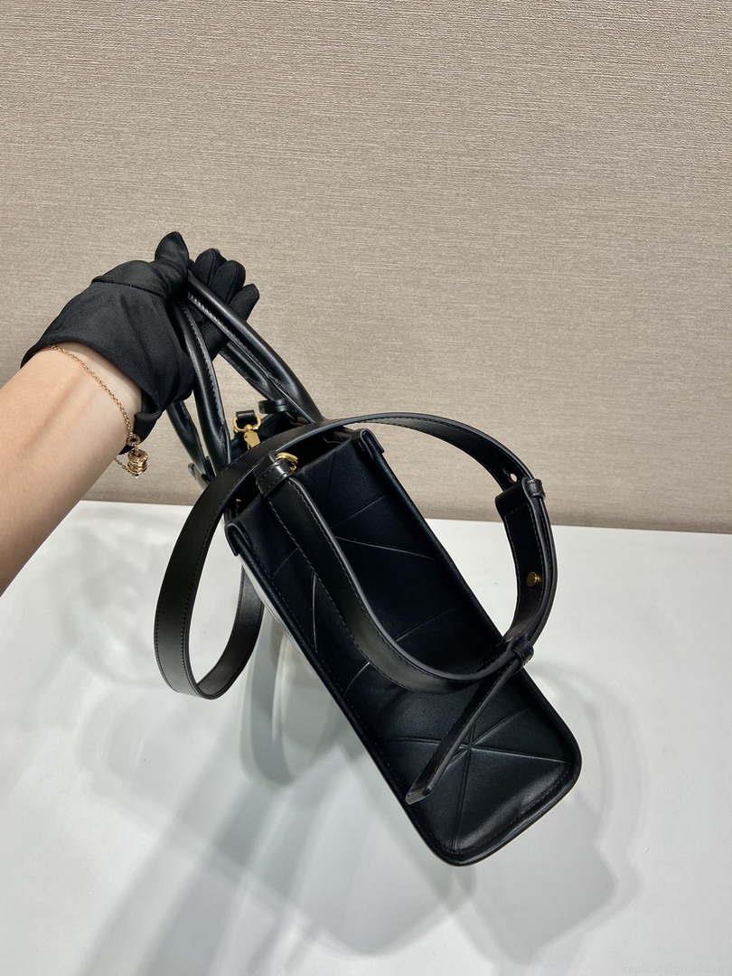 Prada 1BA379 Small leather Prada Symbole bag with topstitching Black