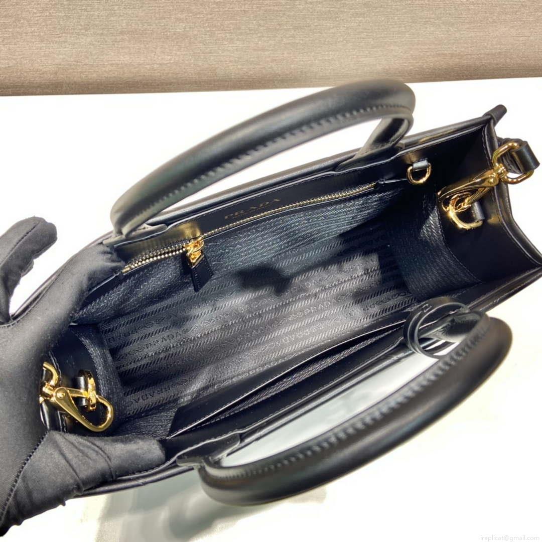 Prada 1BA379 Small leather Prada Symbole bag with topstitching Black
