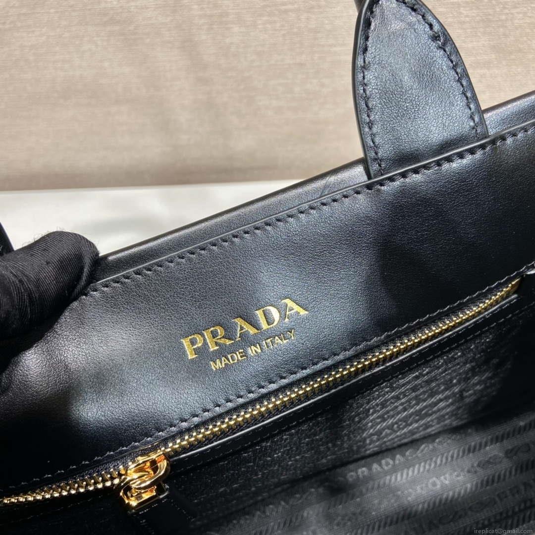 Prada 1BA379 Small leather Prada Symbole bag with topstitching Black
