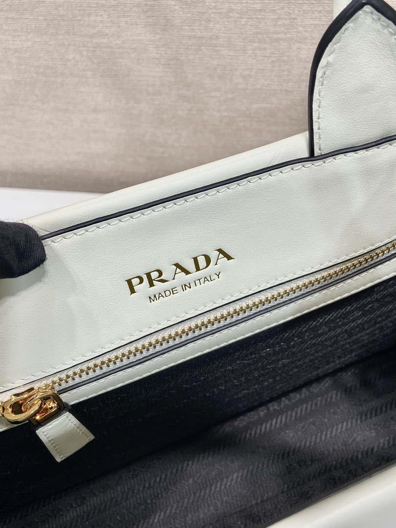 Prada 1BA379 Small leather Prada Symbole bag with topstitching White