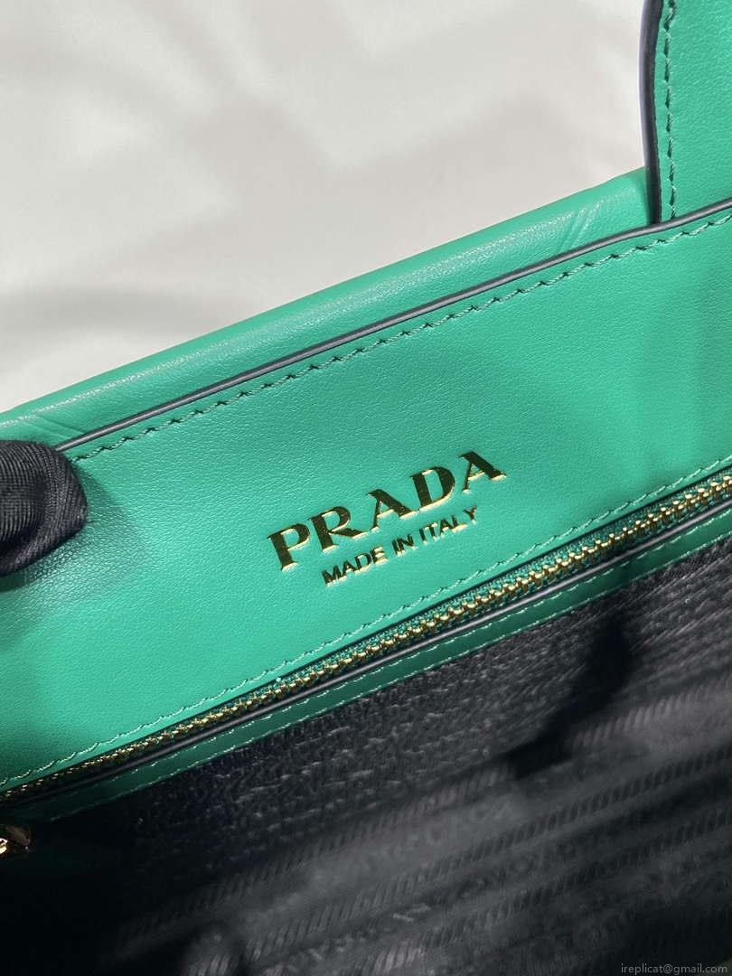Prada 1BA379 Small leather Prada Symbole bag with topstitching Green