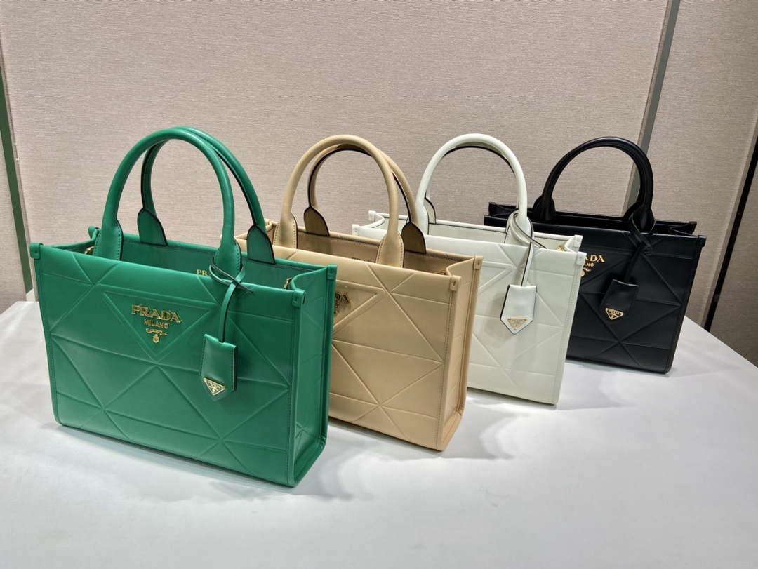 Prada 1BA379 Small leather Prada Symbole bag with topstitching Green