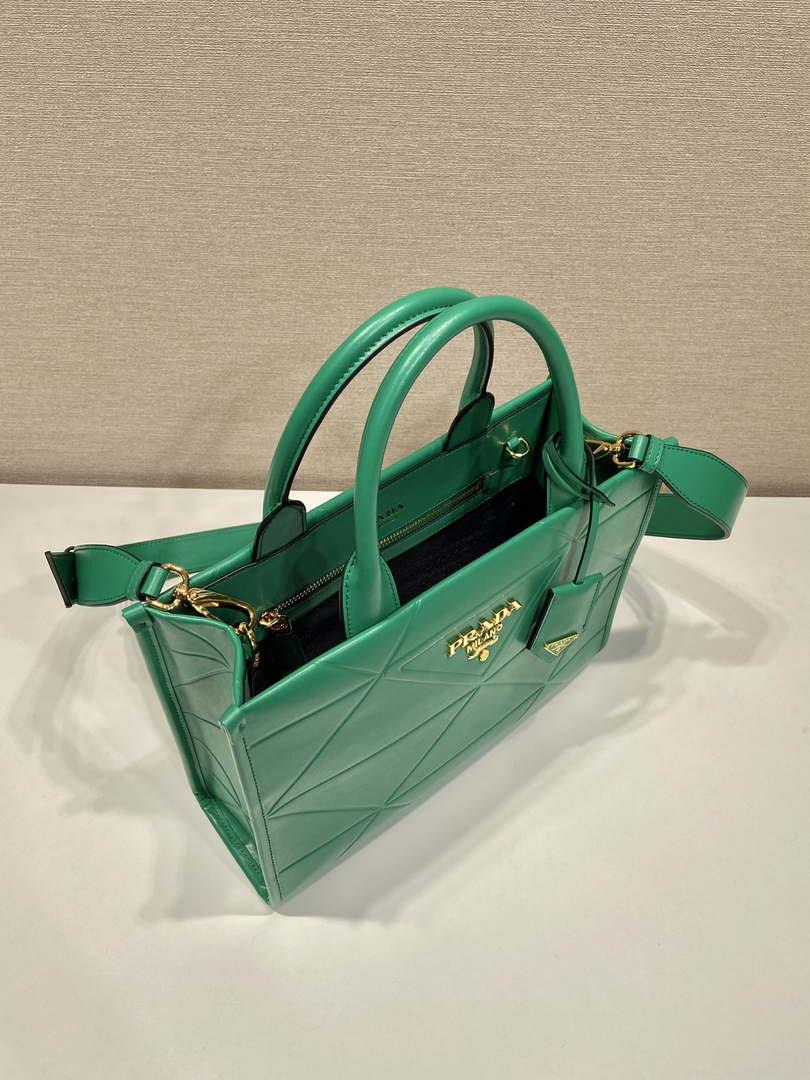 Prada 1BA379 Small leather Prada Symbole bag with topstitching Green