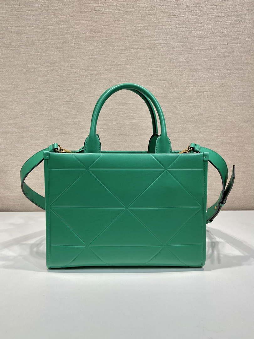Prada 1BA379 Small leather Prada Symbole bag with topstitching Green