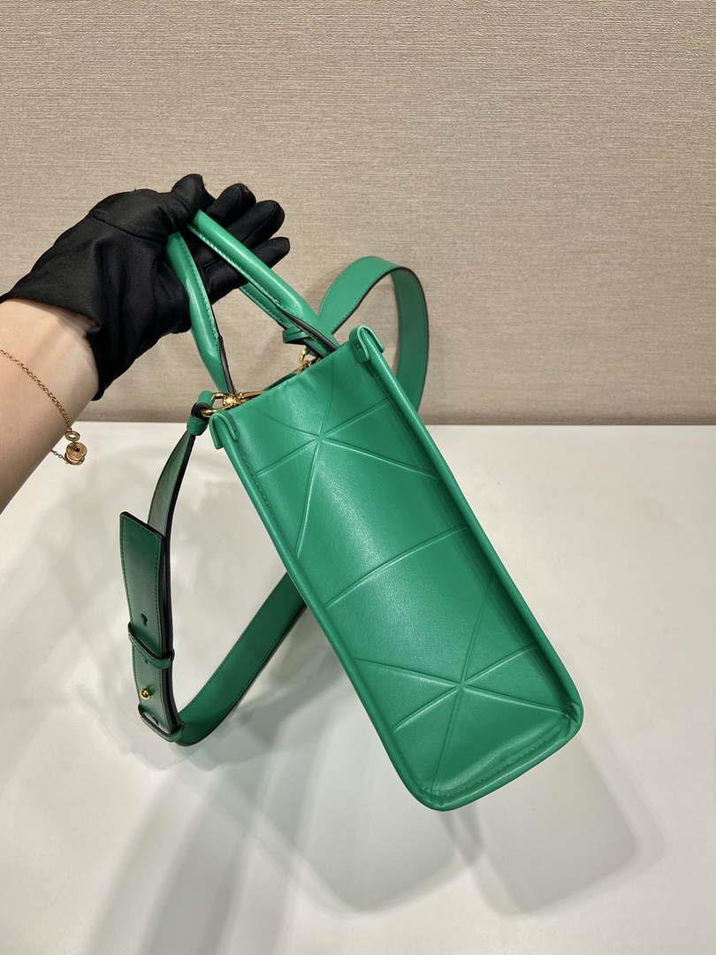 Prada 1BA379 Small leather Prada Symbole bag with topstitching Green
