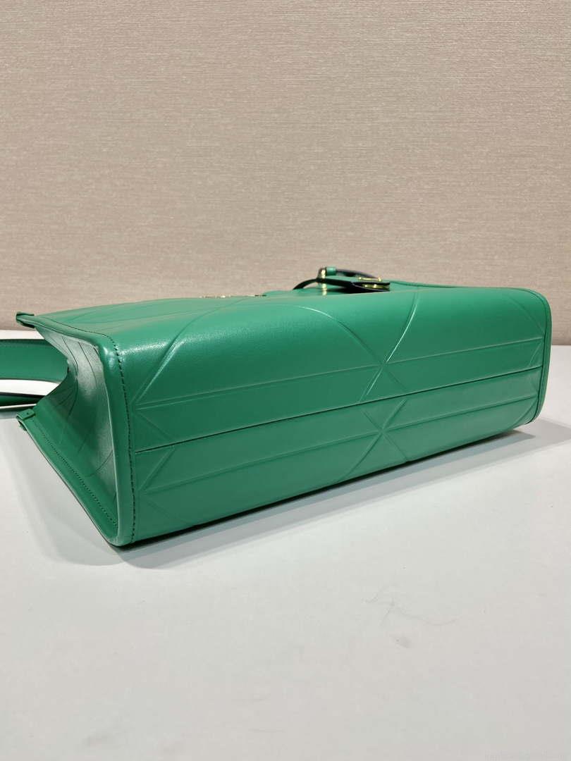 Prada 1BA379 Small leather Prada Symbole bag with topstitching Green