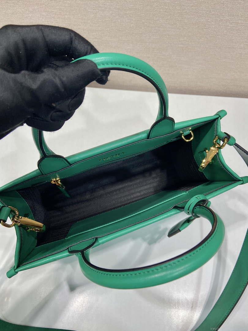 Prada 1BA379 Small leather Prada Symbole bag with topstitching Green