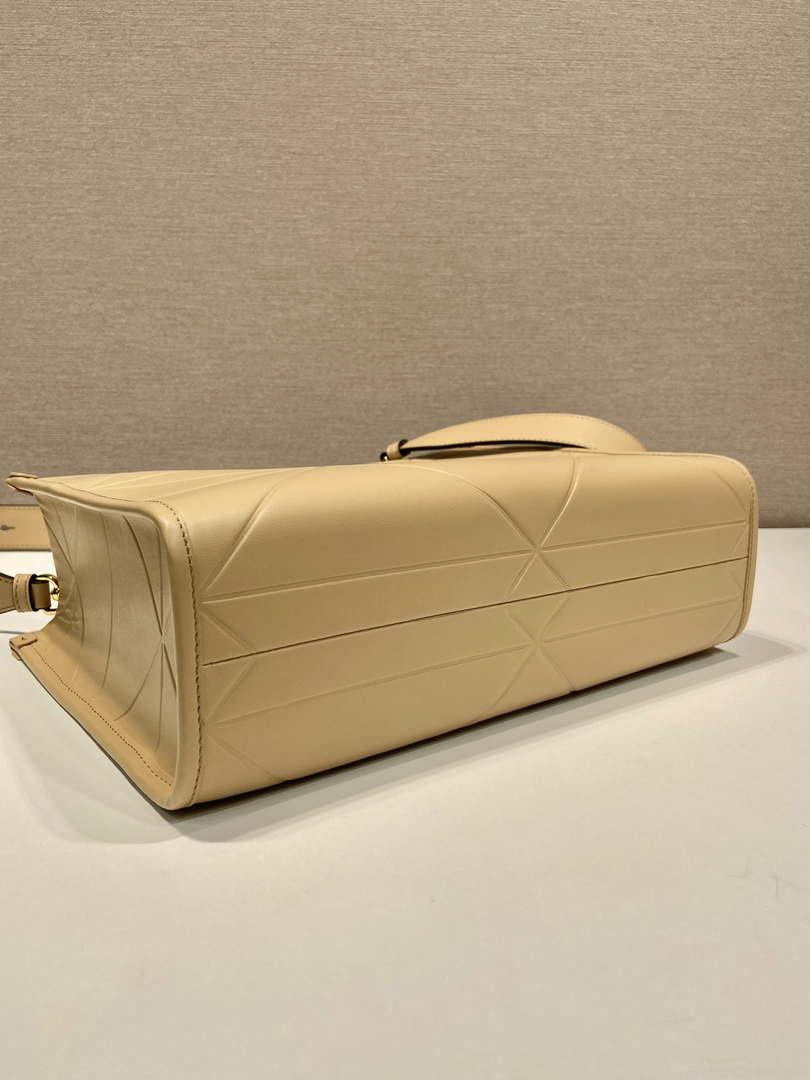 Prada 1BA379 Small leather Prada Symbole bag with topstitching Apricot