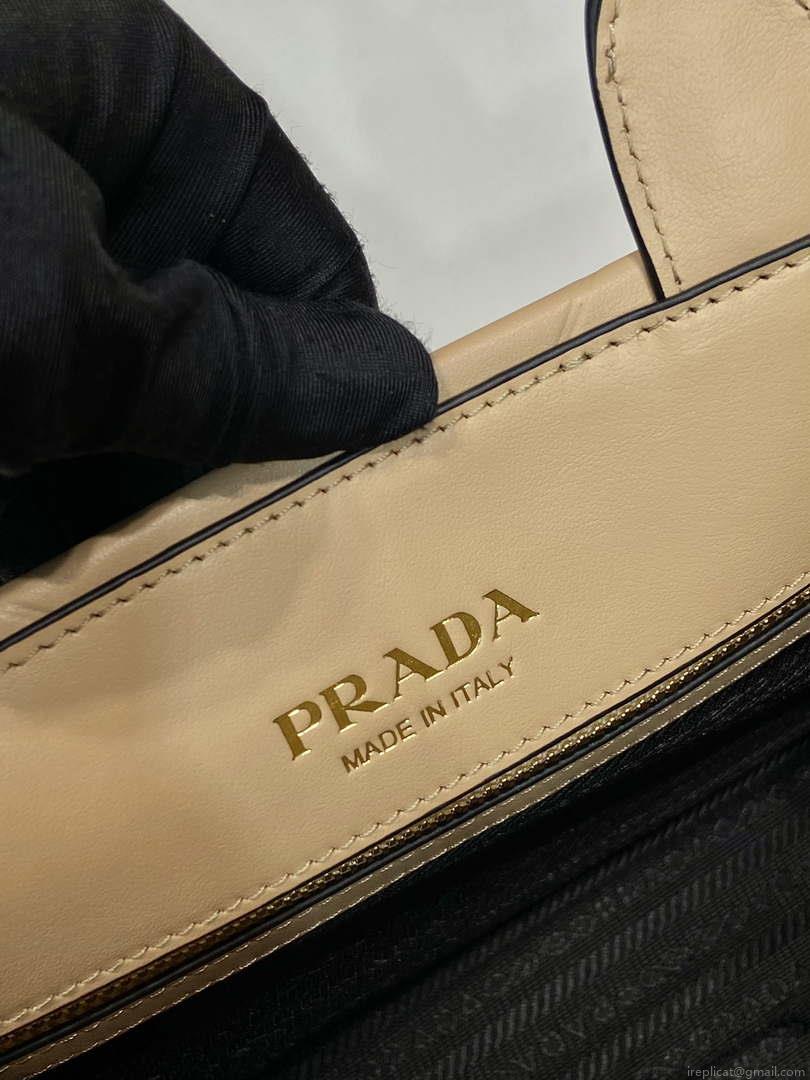 Prada 1BA379 Small leather Prada Symbole bag with topstitching Apricot