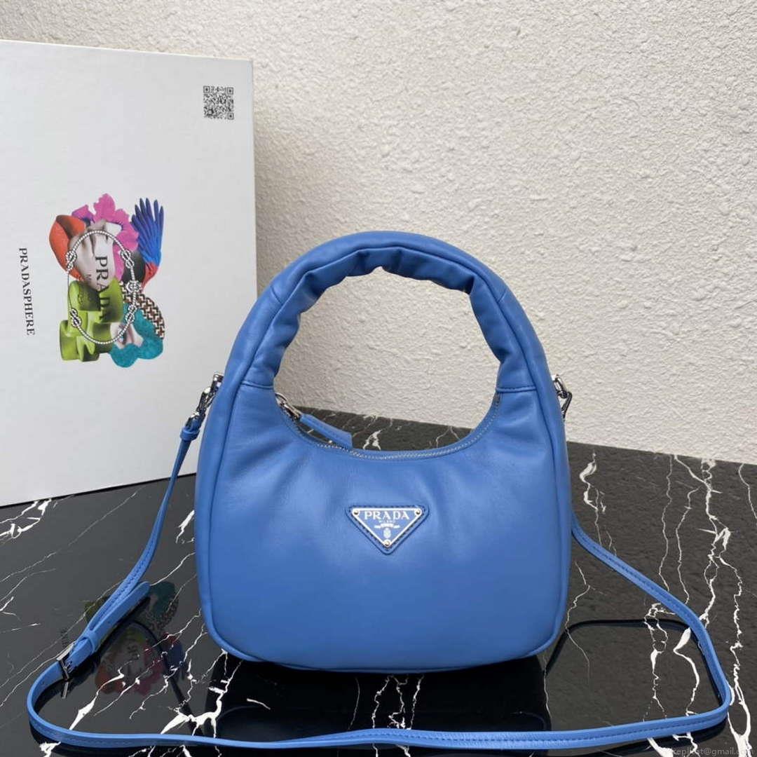 Prada 1BA384 Prada Soft Padded Nappa Leather Mini Bag Light Blue