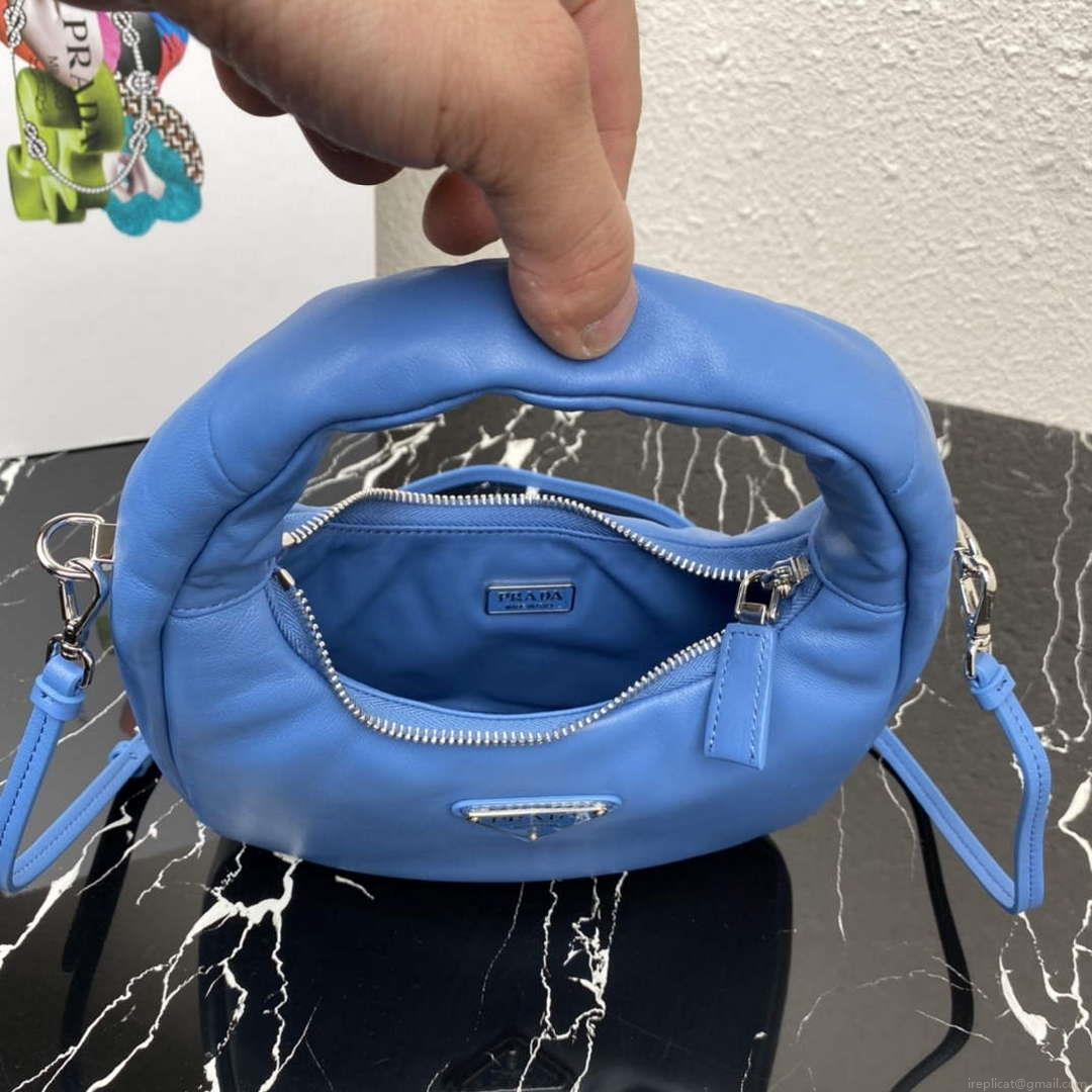 Prada 1BA384 Prada Soft Padded Nappa Leather Mini Bag Light Blue