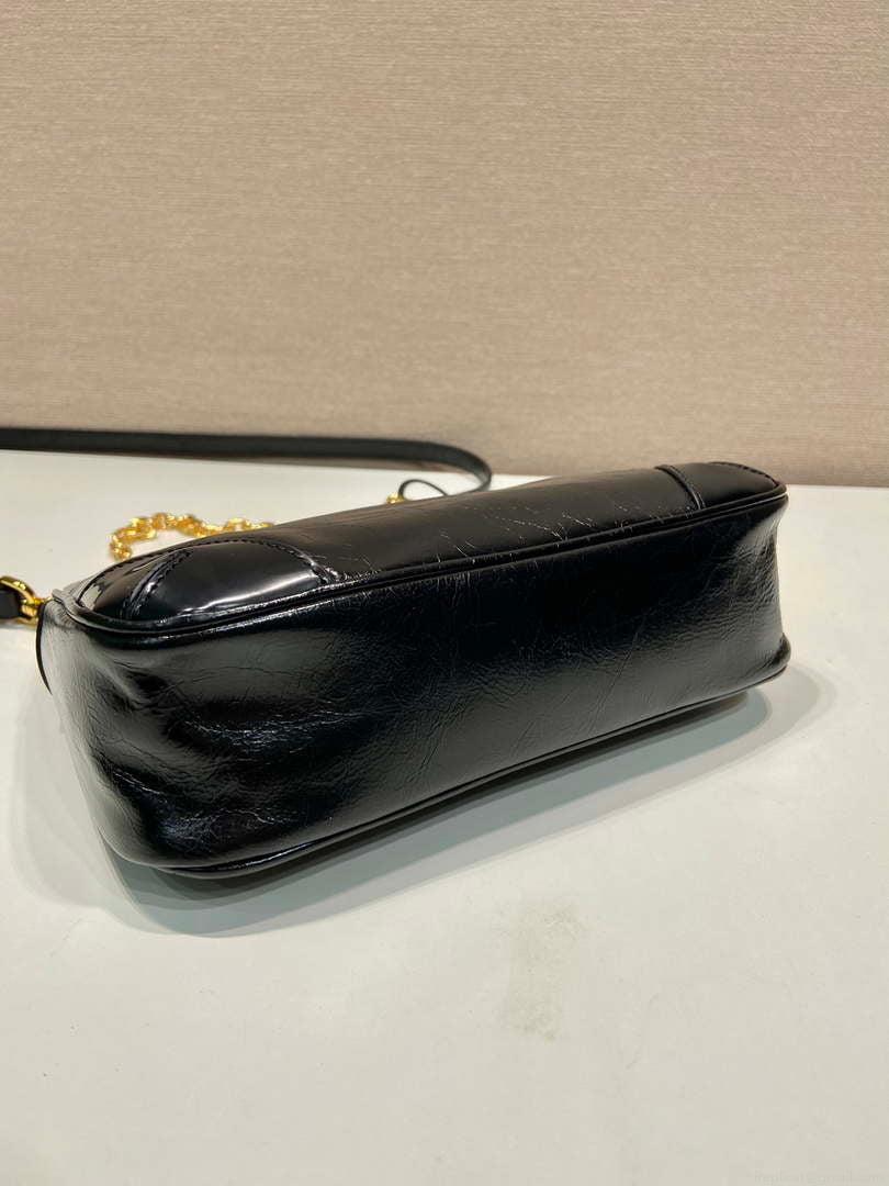 Prada 1BC204 Saffiano Bright Leather Mini-Bag Black