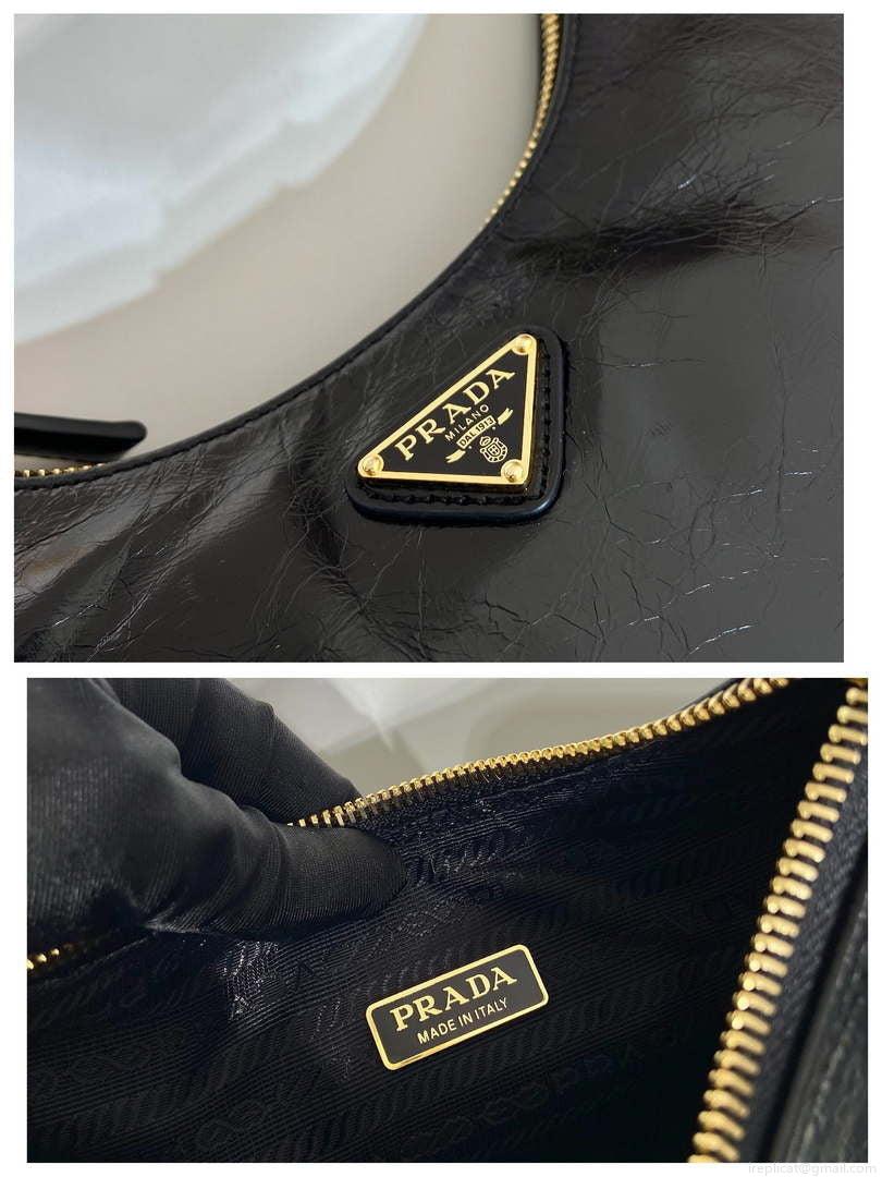 Prada 1BC204 Saffiano Bright Leather Mini-Bag Black