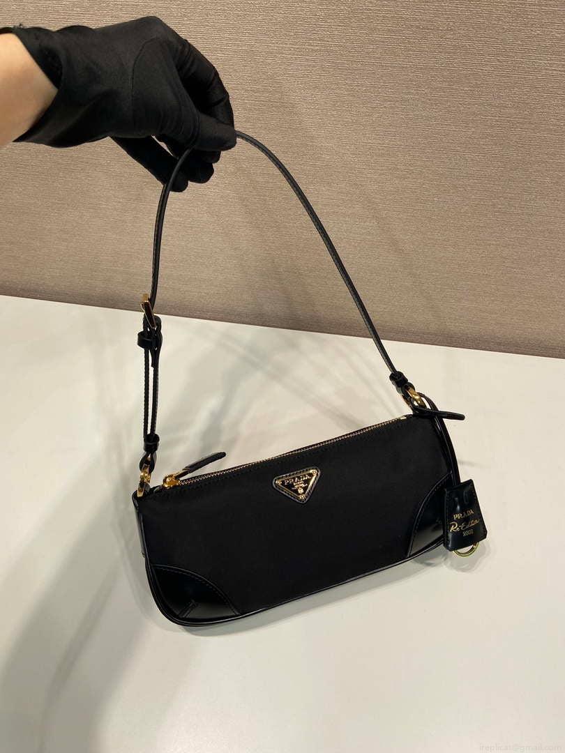 Prada 1BC201 Re-Edition 2002 small Re-nylon fabric shoulder bag Black