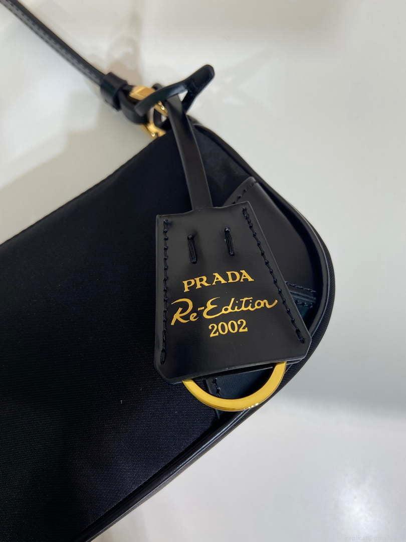 Prada 1BC201 Re-Edition 2002 small Re-nylon fabric shoulder bag Black