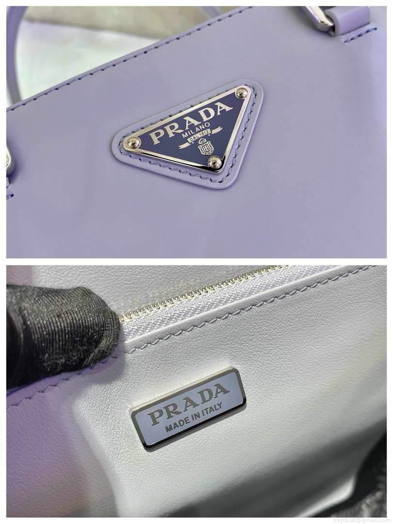 Prada 1BA330 Brushed Leather Tote Bag Light Blue