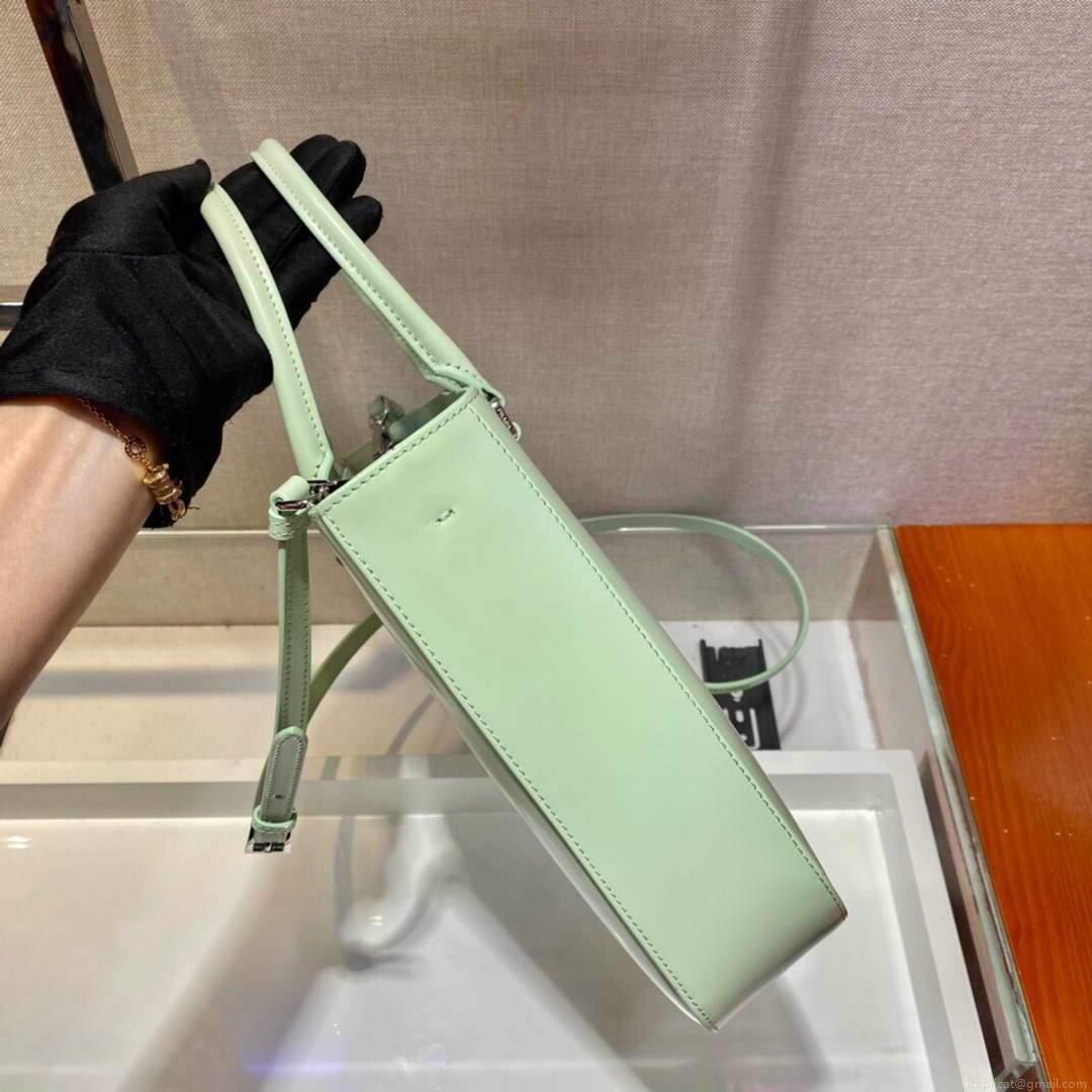Prada 1BA330 Brushed Leather Tote Bag Light Green