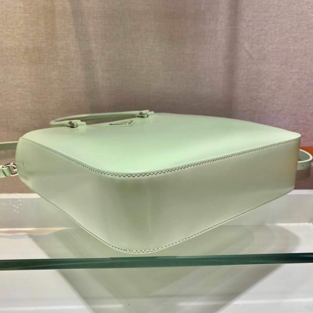 Prada 1BA330 Brushed Leather Tote Bag Light Green