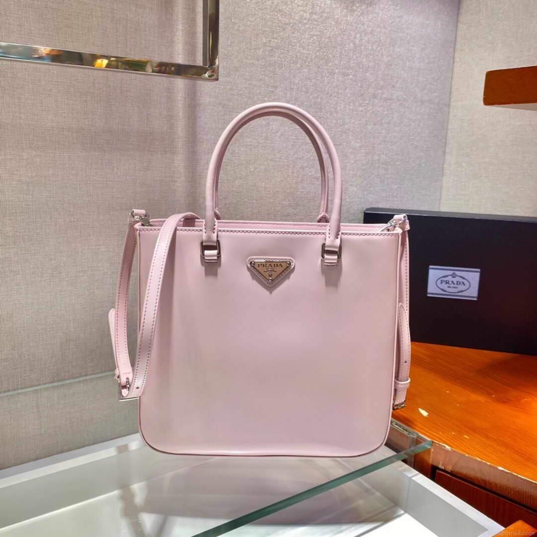 Prada 1BA330 Brushed Leather Tote Bag Pink