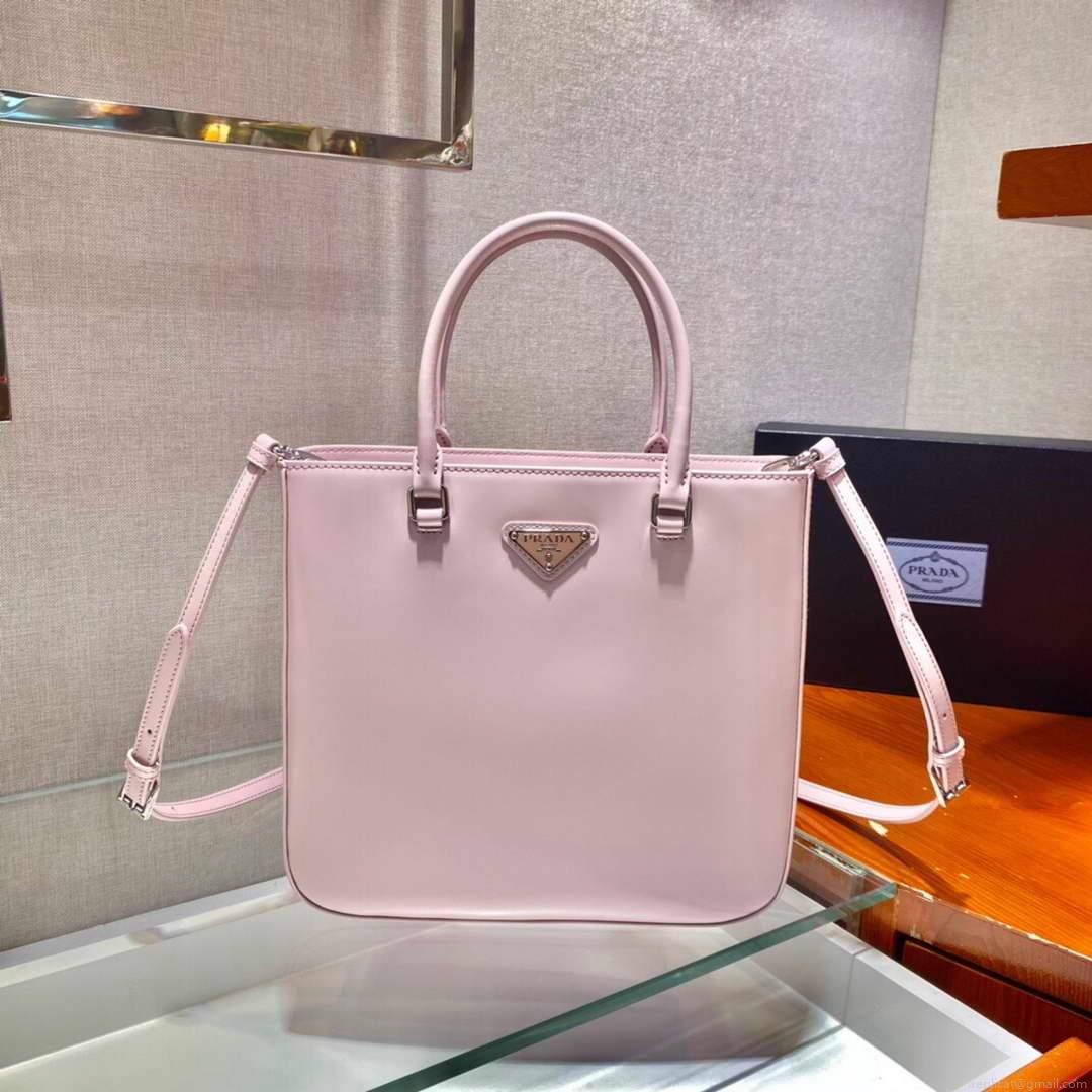 Prada 1BA330 Brushed Leather Tote Bag Pink