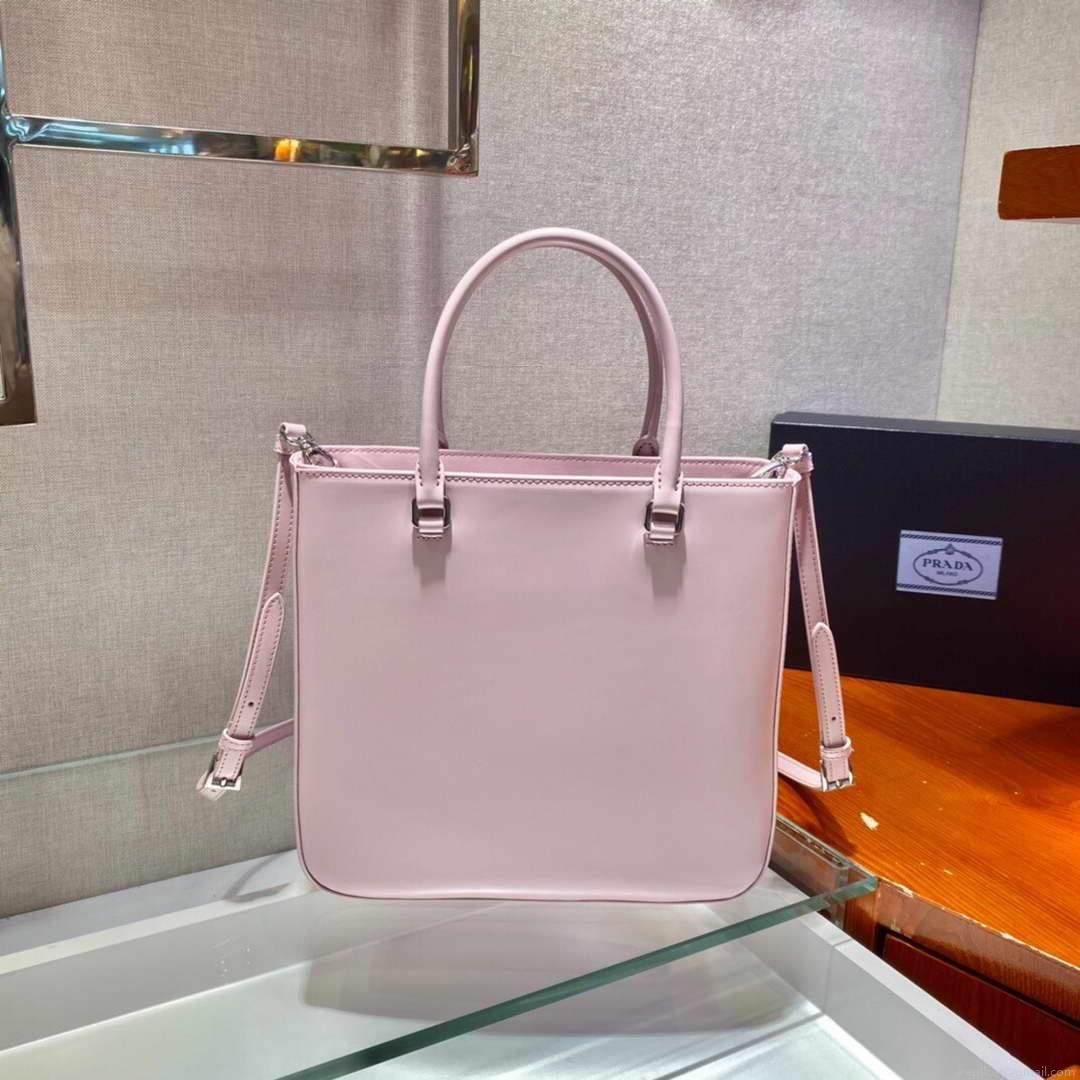 Prada 1BA330 Brushed Leather Tote Bag Pink