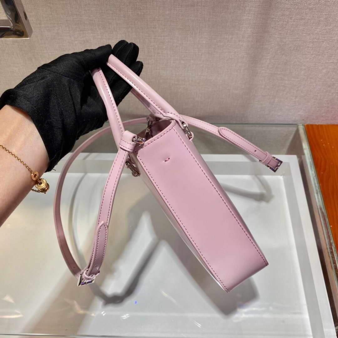 Prada 1BA331 Small Brushed Leather Tote Pink