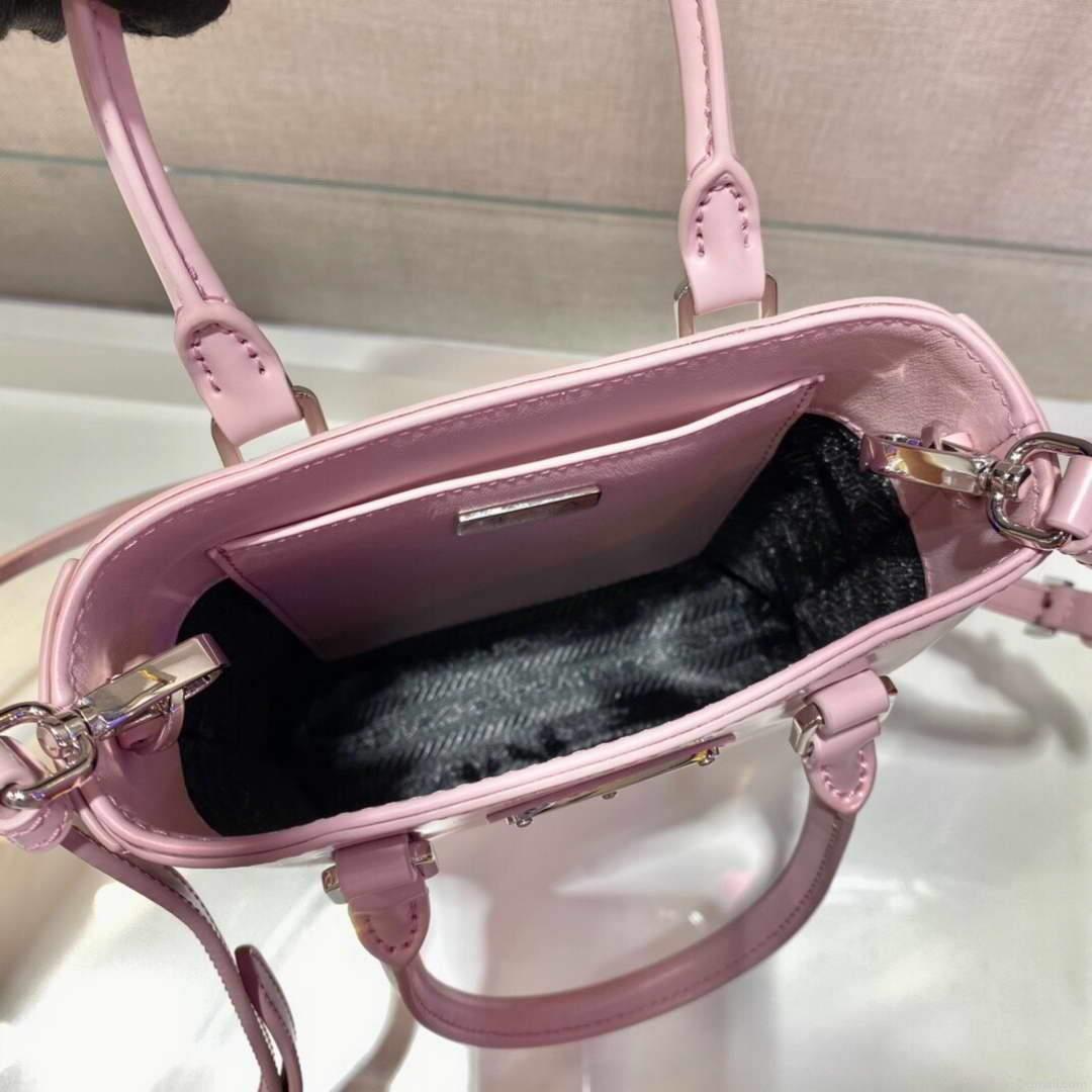 Prada 1BA331 Small Brushed Leather Tote Pink