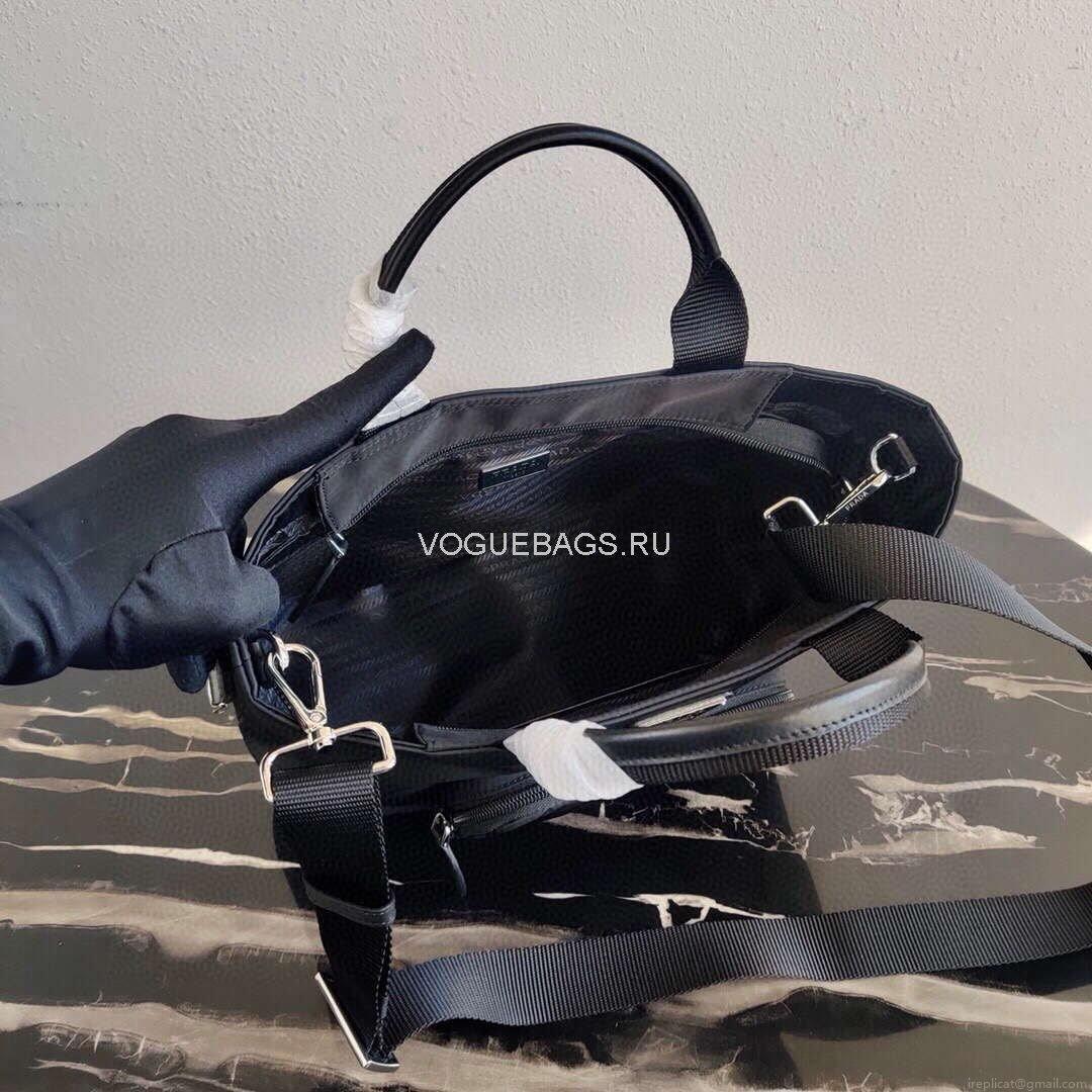Prada 1BG354 tote shoulder hanbag Nylon calfskin leather Black