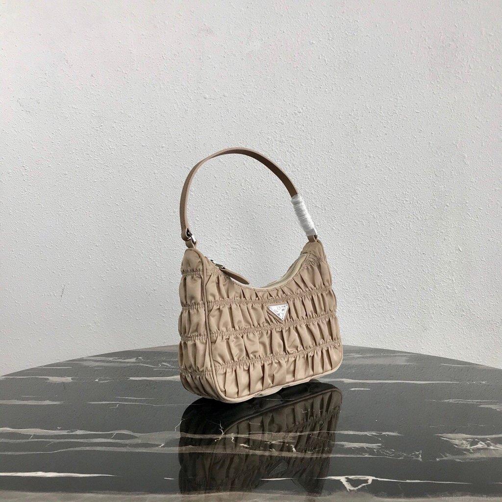 Prada 1NE204 Prada Nylon and Saffiano Leather Mini Bag in Apricot