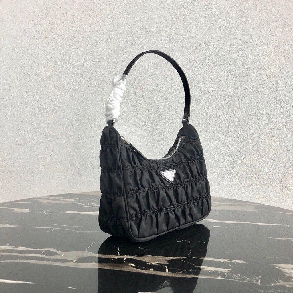 Prada 1NE204 Prada Nylon and Saffiano Leather Mini Bag in Black